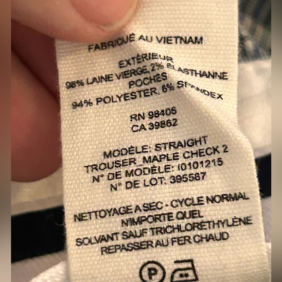 Theory Women’s Wool Blend Straight Leg Plaid Pants Gray/Blue Lightweight, size 4 - Picture 8 of 9